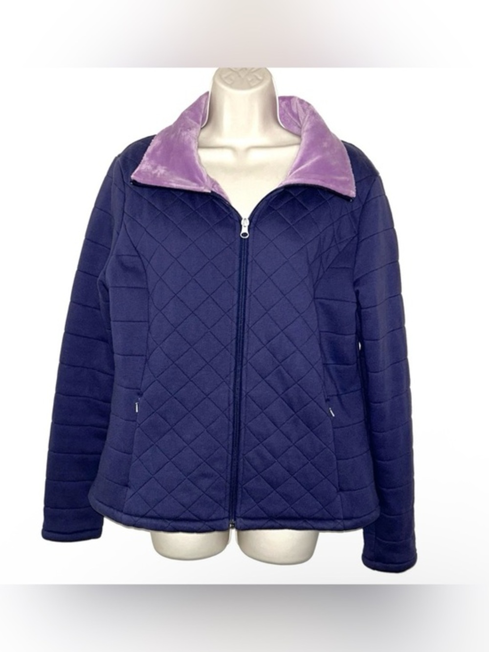 The North Face Purple Quilted Jacket with Lilac Collar